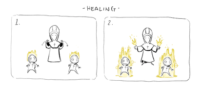 Concept art of the Bishop's healing spell.