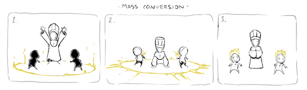 Concept art of the Bishop's mass conversion.