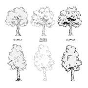 Concept art of tree assets.